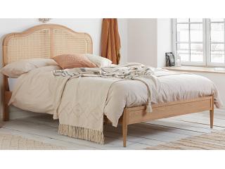 5ft King Size Leonie French Style,Oak & Rattan Wood Wooden Bed Frame